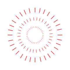 Poster - Red abstract circular pattern semi flat color vector element. Full sized item on white. Geometric radial shape simple cartoon style illustration for web graphic design and animation