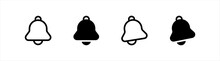 Notification Bell Icon. Alarm Bell Outline And Flat Design Symbol. Incoming Inbox Message Sign, Vector Illustration.