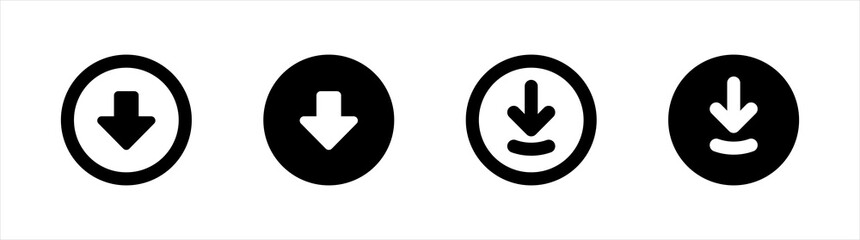 Fototapete - Download icon set. Software download symbol. Download buttons. Download sign. web icon set. Document download, vector illustration