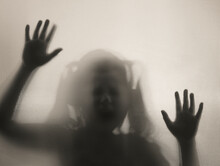 Shadowy Figure, Child Behind Glass - Horror Background