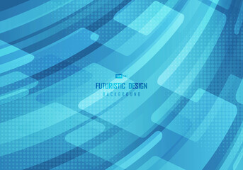 Wall Mural - Abstract tech blue gradient style decorative design. Overlapping artwork with circle halftone background.