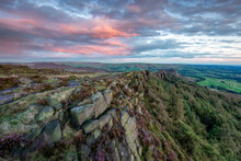 Evening View Of Hen Cloud At The Roaches, Peak District, Staffordshire, England