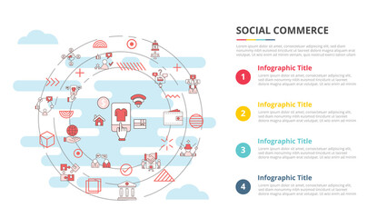 social commerce concept for infographic template banner with four point list information