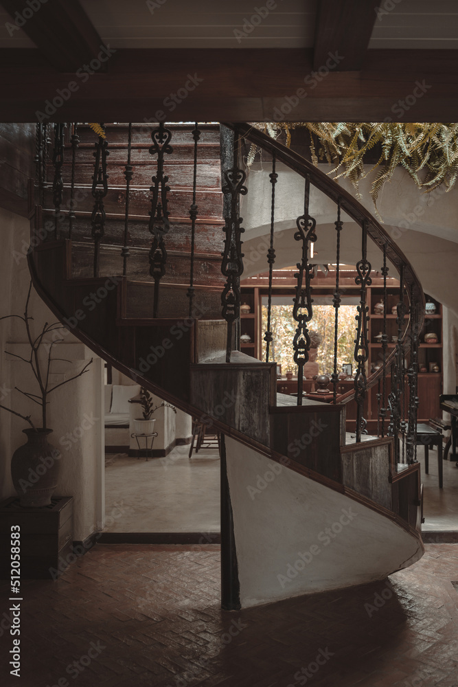 Vintage wooden spiral staircase architecture builds a design and makes ...