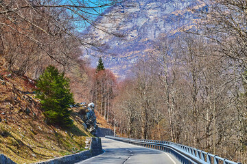 Poster - The curved road in mountain forest, Gerra, Valle Verzasca, Switzerland