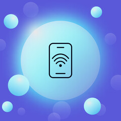 Poster - Phone with wifi set icon. Wireless Network Symbol, connection, relations, link, communication. Online concept. Glassmorphism style. Vector line icon for Business and Advertising