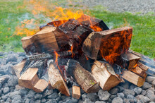 A Wood Fire With Flames.