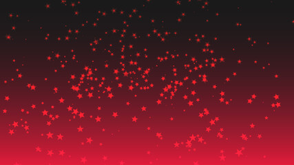 Poster - Vector abstract star particle shapes on a red gradient background.