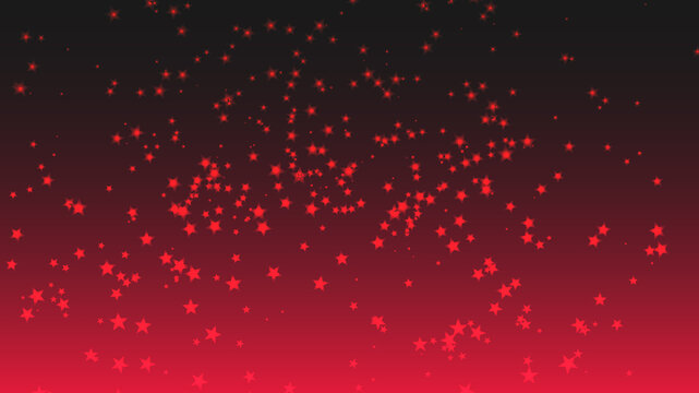 Vector abstract star particle shapes on a red gradient background.