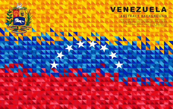 Flag of Venezuela. Abstract background of small triangles in the form of colorful yellow, blue and red stripes of the Venezuelan flag.