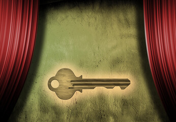 Old key on grunge background