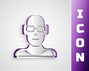 Sticker - Paper cut Poor eyesight and corrected vision with optical glasses icon isolated on grey background. Paper art style. Vector