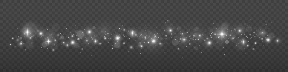 Wall Mural - sparkling magic dust particles. white sparks and stars glitter special light effect. glow light effe