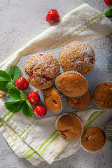 Wall Mural - Chocolate strawberry muffins