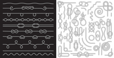 Nautical rope and knot vector pattern set.