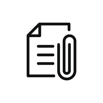 File attachment icon line style isolated on white background. Vector illustration