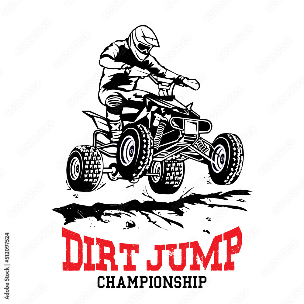 ATV Racing extreme sport vector illustration in vintage style, good for ...