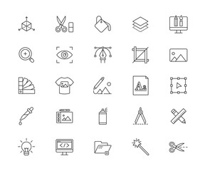 Poster - Icons set of graphic design. Simple outline icon. Vector illustration..