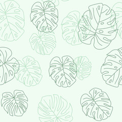 Naklejka na meble Minimal outline monstera seamless pattern.