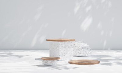 Wall Mural - Terrazzo marble podium for product presentation. Natural beauty pedestal, relaxation and health, 3d illustration.