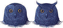 Owl And Eagle-owl. Editable Hand Drawn Illustration. Vector Vintage Engraving. 8 EPS
