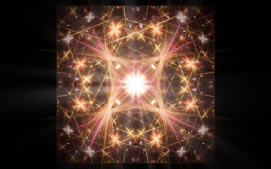 Fototapete - abstract illustration background image fantastic universe with a bright flash of light emanating from inside and many quasar stars in blue, lilac color