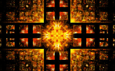 Fototapete - digital illustration abstract image generated fractal background image wallpaper pattern of various geometric shapes and lines of various colors for computer graphics or web design
