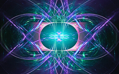 Fototapete - digital illustration abstract image generated fractal background image wallpaper pattern of various geometric shapes and lines of various colors for computer graphics or web design
