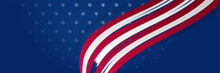 4th July Independence Day Of United States America Celebration Banner Background With American Flag. Vector Illustration. Designed For Flyers, Template, Ads, Posters, Social Media And Decorations.
