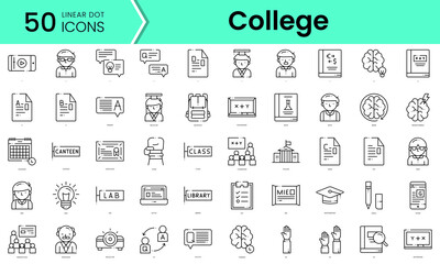 Wall Mural - college Icons bundle. Linear dot style Icons. Vector illustration