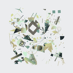 Aufkleber - Abstract Vector Graphics Made With Generative Art Approach Using Geometric Shapes