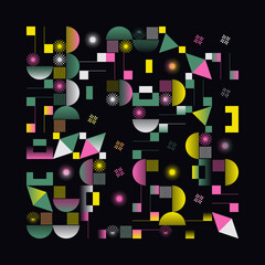 Aufkleber - Digital Collage Graphics Pattern Made With Generative Art Elements And Vector Geometric Shapes
