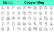 copywriting Icons bundle. Linear dot style Icons. Vector illustration