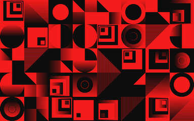 Aufkleber - Brutalist Art Inspired Vector Pattern Graphics Made With Bold Abstract Geometric Shapes