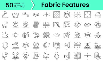 fabric features icons bundle. linear dot style icons. vector illustration