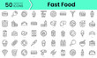 fast food Icons bundle. Linear dot style Icons. Vector illustration