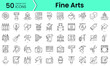 fine arts Icons bundle. Linear dot style Icons. Vector illustration