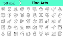Fine Arts Icons Bundle. Linear Dot Style Icons. Vector Illustration
