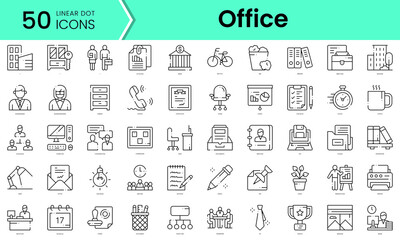 Wall Mural - office Icons bundle. Linear dot style Icons. Vector illustration