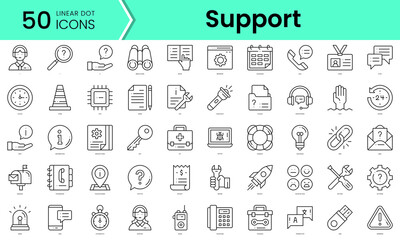 Wall Mural - support Icons bundle. Linear dot style Icons. Vector illustration