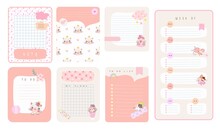 Memory Sticker. Memo Stick For Write Notes, Notepad Pages Set. Sticky Organizing Elements With Cute Design, Memories Or Diary Nowaday Vector Pad Kit