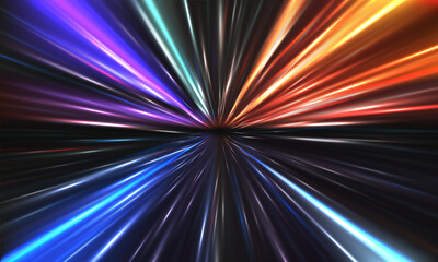 Poster - abstract color light speed zoom fast night background vector
