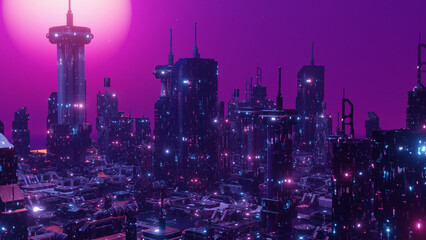 Wall Mural - futuristic skyscrapers metaverse background 3d render