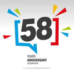 58 Years Anniversary celebration colorful white modern number logo icon banner