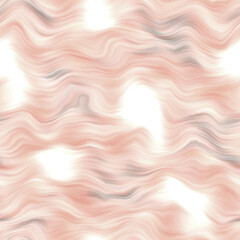 Soft wavy tie dye stripe seamless pattern. Pink white organic irregular wave background. Variegated mottled effect tile. 