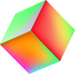 Holographic 3D Metal Cube Neon Color Geometric Element