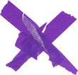 purple paper stickers forming the letter x