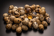 Group Of Quail Eggs As A Background. Raw Eggs.