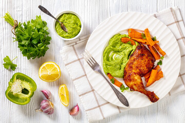 chicken with guasacaca sauce and sweet potato