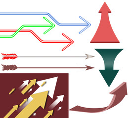 Here are isolated arrows that are useful for graphic projects. This is a 3-d illustration.
